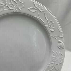 Portmeirion Ice Rose Dinner Plates Set 2 Wild Rose Embossed Floral 11” Matte HTF